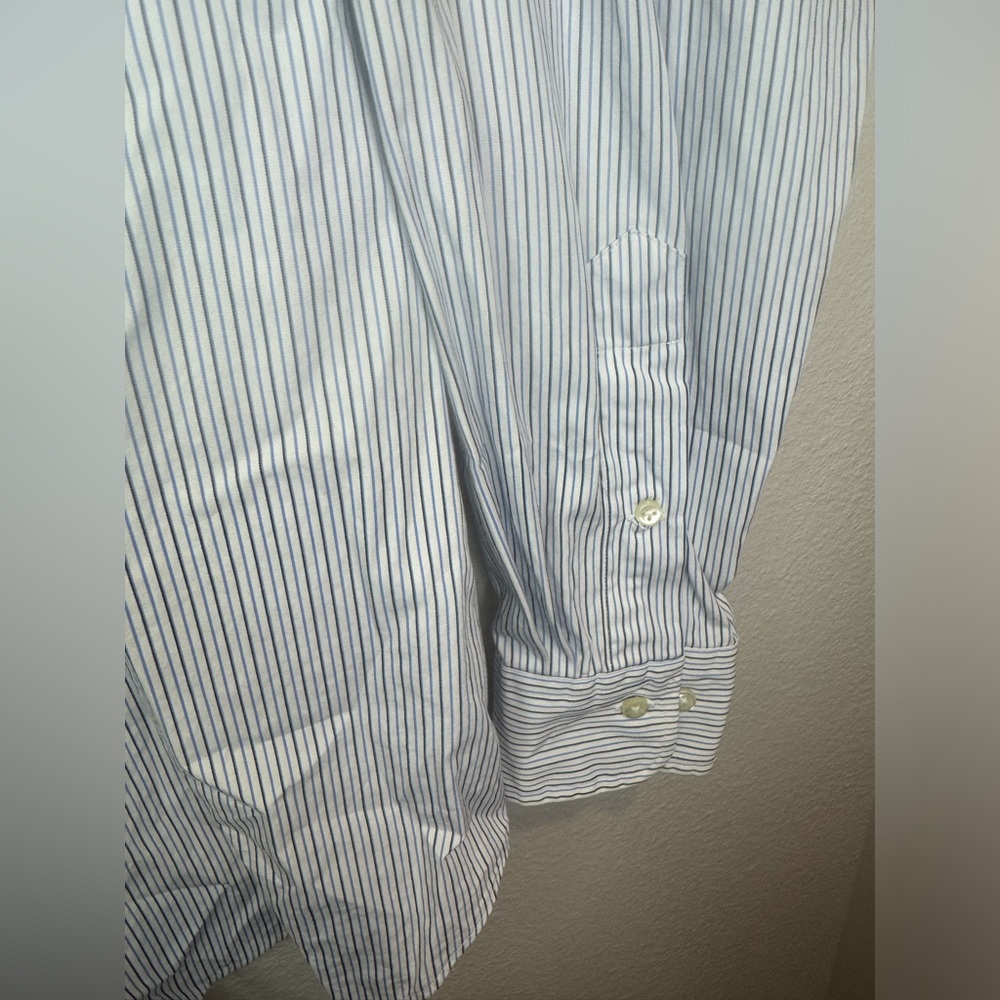Polo Ralph Lauren Vintage Men’s Blue White Striped Cotton Shirt Size 15 1/2 - Picture 5 of 6